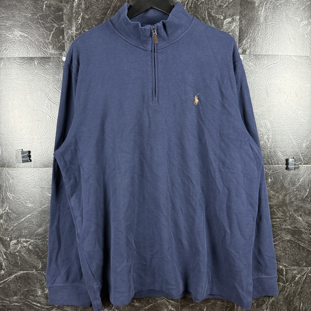 Polo Ralph Lauren Men's Blue Estate Rib Quarter Sweatshirt XL